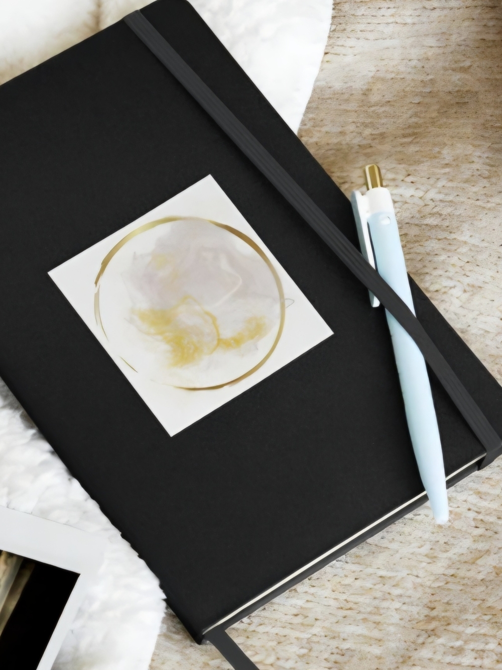 Classic Black Hardcover Journal with Elastic Closure - Black